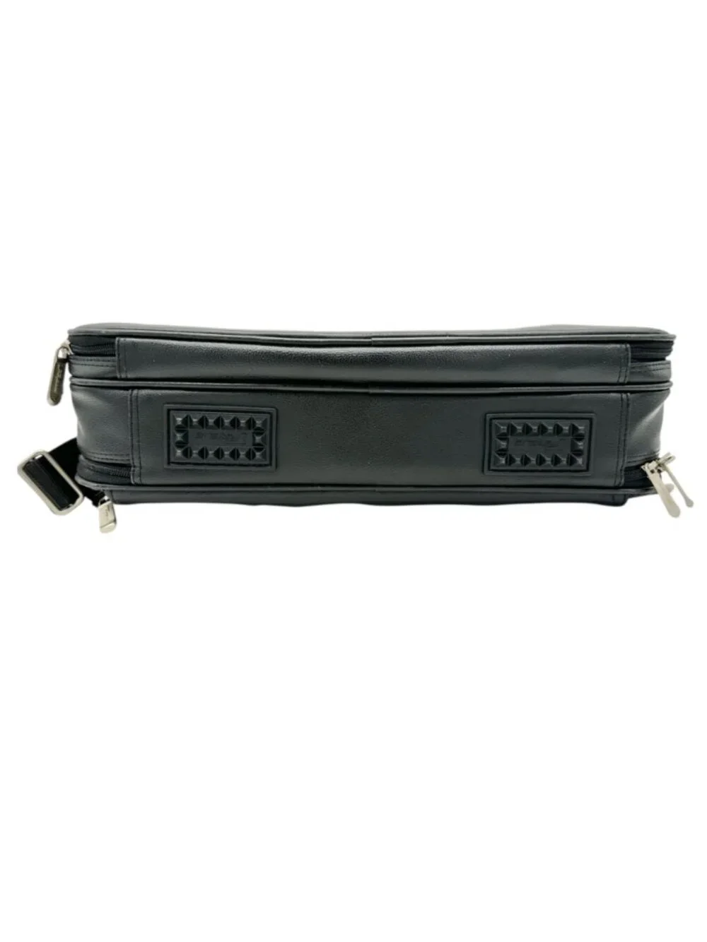 Targus Black Leather Briefcase Multiple Compartments Removable Shoulder Strap
